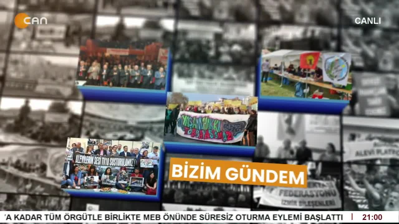 - Alevilerde Yass-ı Kerbela
- Yükselen Irkçılık Ve Şiddet
- Elif Sonzamancı'nın Hazırlayıp Sunduğu Bizim Gündem Programının Konukları Gazeteci Cemal Turan, 27. Dönem HDP Milletvekili Kemal Bülbül, Gazeteci Cafer Tar Ve Gazeteci Nilgün Mete - CANTV