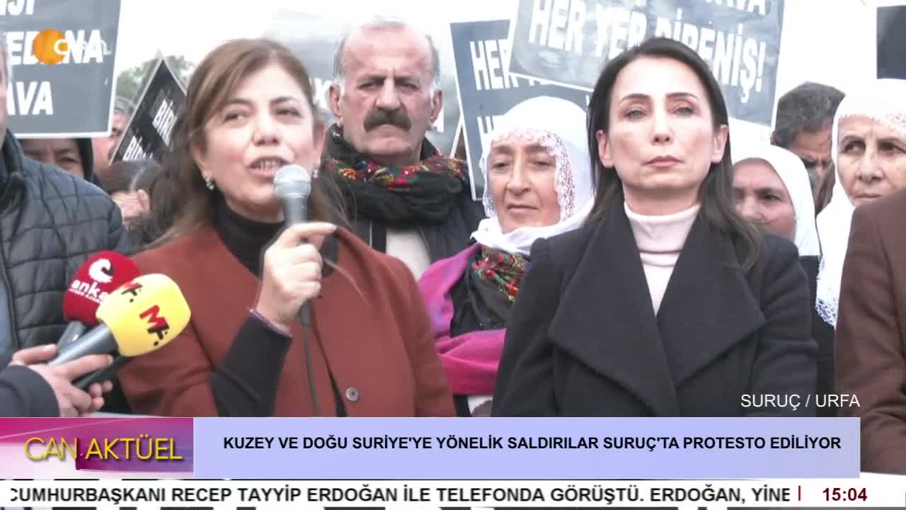 KUZEY VE DOĞU SURİYE'YE YÖNELİK SALDIRILAR SURUÇ'TA PROTESTO EDİLİYOR - CANTV