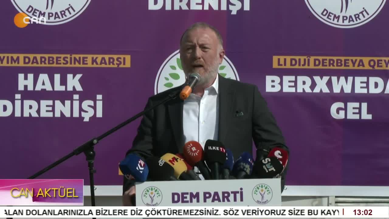 DEM Parti Grup Toplantısı, DEM Parti Eş Genel Başkanlar 'Kayyum Rejimine Karşı' mardin'de konuşuyor.  - CANTV