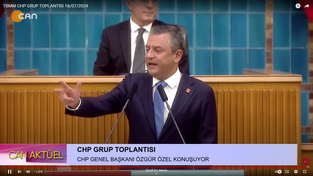 CHP Grup Toplantısı. CHP Genel Başkanı Özgür Özel Konuşuyor. - CANTV