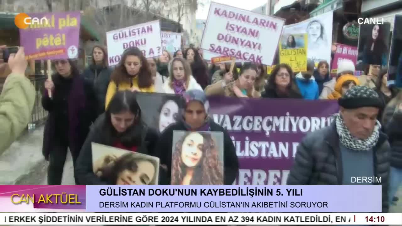 - Dersim Kadın Platformu, Gülistan Doku’nun kaybedilişinin 5. yılında Sanat Sokağı’ndan Seyit Rıza Meydanı’na yürüyor
- CAN AKTÜEL - CANTV