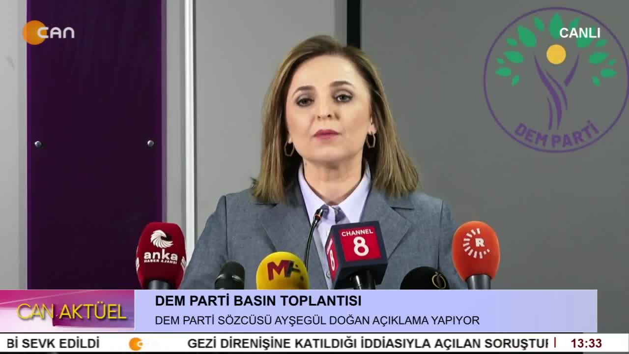 - DEM Parti Basın Toplantısı, 
- Parti Sözcüsü Ayşegül Doğan Açıklama Yapıyor. - CANTV