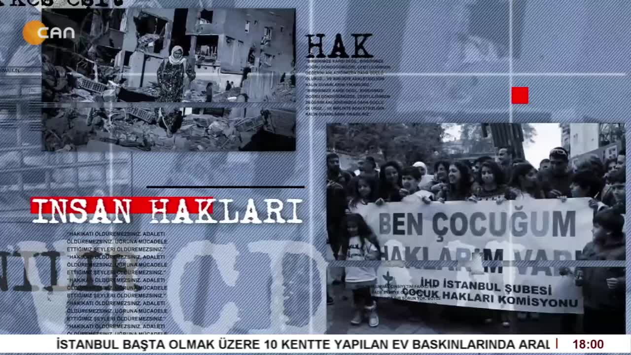 - Gülseren Yoleri’nin Sunumuyla İnsan Hakları Programının Konuğu Göçmen Mülteci Dayanışma Ağı’ndan Yıldız Önen. 
- Vezir Muhammed Nourtani Davası’nda Cezasızlık
- HDK ve Bileşenlere Yönelik Gözaltı ve Tutuklamalar - CANTV